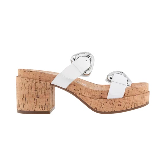 NWT Aerosoles White Chance Block Heel Platform Sandals Women’s Size 10 - Picture 1 of 12